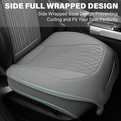 CAR PASS Car Seat Protector, 2 Pack Sideless Nappa Leather Seat Covers for Cars, All Season Waterproof Breathable Front Seats Cushion with Storage Pocket Universal Fit Vehicle Car SUV Truck, All Gray - color: Gray