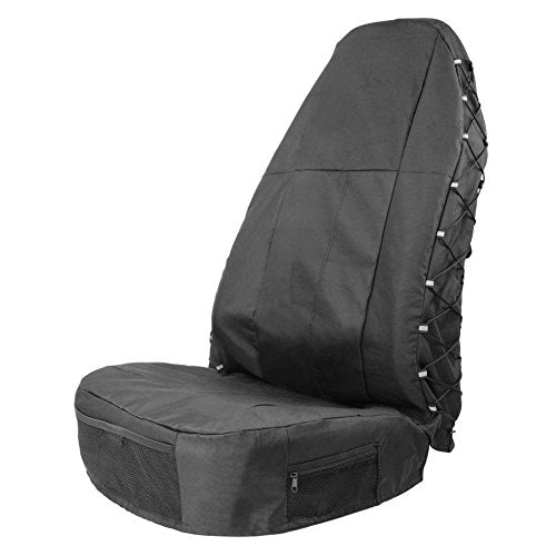 TIROL Front Car Seat Covers Waterproof Bucket Seat Cover Universal Heavy Duty High Back Seat Covers for Semi Truck, Cars, Trucks, Van, SUV, Pickup 1PCS - color: Black - 1 Pack