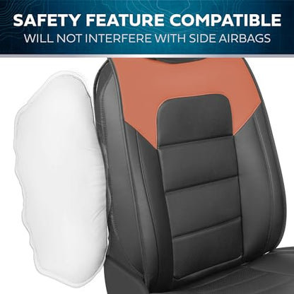 Classic Edition Seat Covers, Premium Faux Leather Seat Covers for Cars Trucks Vans SUV, Semi Custom Fit Car Seat Covers Front Seats Only, Automotive Interior Cover - Black & Red Brown - color: Black/Brown Front Seats