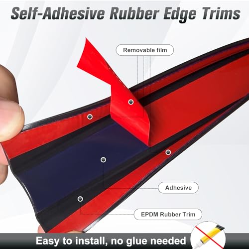 Rubber Edge Trim, 1-1/2 inch (38mm) Wide U Channel Edge Trim, Big Size U Shaped Trim, Self Adhesive Edge Banding for Plywood, Woods,Interior Doors, Countertop, Length 20Ft, Black - size: Size1-1/2"(Fit 1-7/16"~1-9/16"), L20'