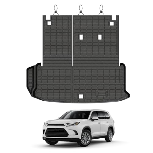 Mixsuper Cargo Liner for Toyota Grand Highlander 2024-2026, All Weather All-in-One Trunk & Backrest Mat, TPE Rear Seat Protector Accessories - size: 24-26 |Grand Highlander| Cargo & Backrest Mat