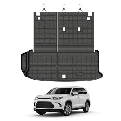 Mixsuper Cargo Liner for Toyota Grand Highlander 2024-2026, All Weather All-in-One Trunk & Backrest Mat, TPE Rear Seat Protector Accessories - size: 24-26 |Grand Highlander| Cargo & Backrest Mat