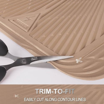 CAR PASS Beige Rubber Floor Mats&Cargo Liner,Waterproof Truck Mats Heavy Duty,All Weather Trim-to-Fit Automotive Mat for Car Truck SUV,Anti-Slip Easy Clean Durable,Full Set 5-Piece,3D Emboss All Beige - color: Beige Cargo Liner