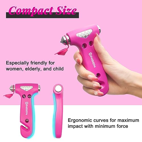 SINSEN Car Safety Hammer, Automotive Window Breaker and Seatbelt Cutter for Women, Roadside Emergency Kit, 3 in 1 Escape Tools, Road Trip Essential and Must Haves (2, Blue) - color: Blue, size: 2