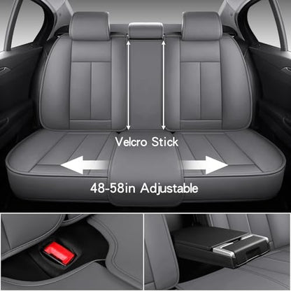 MINGBRON Leather Car Seat Covers,Car Seat Covers Full Set,Automotive Seat Covers 5 Seats,Fit for Most Cars SUV and Most Sedans Grey - color: Grey 3, size: 5 Seat Covers (Front & Rear)