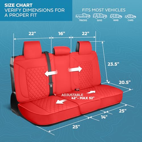 MotorBox Prestige Edition Napa Leather Seat Covers Full Set – Red Car Seat Covers Front Seats and Back Car Seat Protector, Waterproof and Universal Fit for Most Small to Medium Autos, Trucks & SUVs - color: Red Full Set