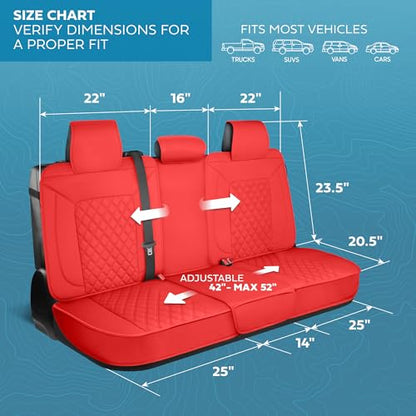 MotorBox Prestige Edition Napa Leather Seat Covers Full Set – Red Car Seat Covers Front Seats and Back Car Seat Protector, Waterproof and Universal Fit for Most Small to Medium Autos, Trucks & SUVs - color: Red Full Set