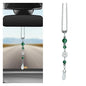 ZIMISI Lotus Flower Car Mirror Hanging Accessories, Lucky Crystal Car Rear View Mirror Charm, Bling Green Stone Hanging Ornament Pendant, Boho Healing Automotive Interior Accessories