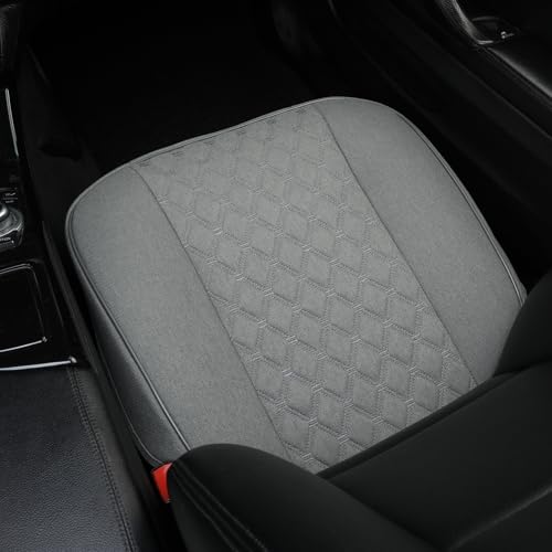 Linen Front Car Seat Cover Protector Anti-Slip Bottom Seat Cover Fits 95% of Vehicles,Wrapping Around The Bottom,Diamond Pattern(Gray-1Pcs) - color: Diamond Pattern-Gray, size: 1 Piece Linen