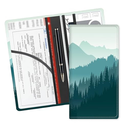 Leather Car Registration and Insurance Card Holder, Cute Car Accessories Vehicle Glove Box Car Organizer for Documents, Cards, License Beautiful Blue Mountain - color: Beautiful Blue Mountain