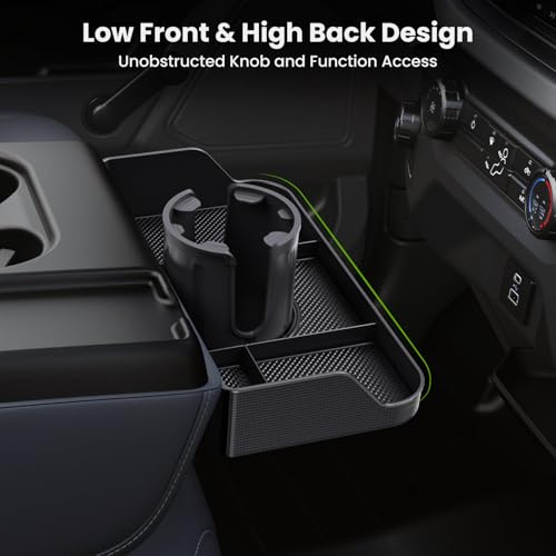 Front Center Seat Headrest Organizer Compatible with 2011-2025 2026 Ford F150 F250 F350 F450 F550 F650 Accessories, Compartment Tray Container Storage Box with Cup Holder(Jump Seat Only) - style: Organizer with Cup Holder