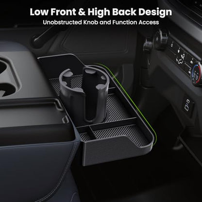 Front Center Seat Headrest Organizer Compatible with 2011-2025 2026 Ford F150 F250 F350 F450 F550 F650 Accessories, Compartment Tray Container Storage Box with Cup Holder(Jump Seat Only) - style: Organizer with Cup Holder