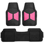 FH Group Car Floor Mats - Heavy-Duty Rubber Floor Mats for Cars, Universal Fit Full Set, Trimmable Automotive Floor Mats, Climaproof Floor Mats for Most Sedan, SUV, Truck Floor Mats Pink
