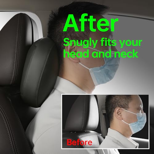 Car neck pillow, special car pillow for driving seat, memory foam head support for car seat, protects cervical vertebra and relieves fatigue, made of faux leather for long-lasting durability 1P