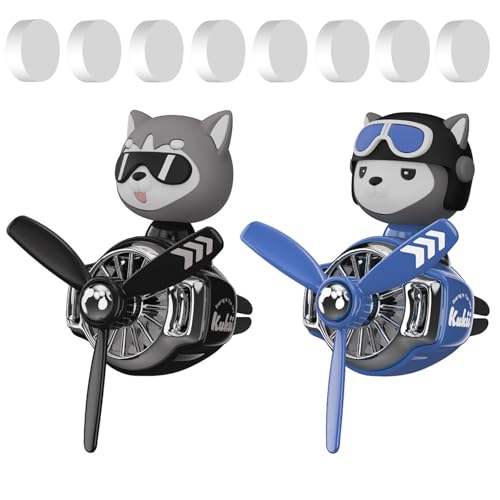 2Pcs Car Air Fresheners, Cute Bear Pilot Automotive Air Outlet Creative Car Perfume Diffuser, Automotive Accessories Air Vent Decoration with 8 Fragrant Tablets (Black 3+Blue 2) - color: Black 3+Blue 2