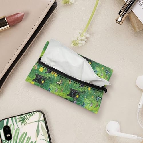 Car Tissue Bags, Travel Tissue Bags Mini Daily Items Organizer Pouch Car Tissues Packs Lightweight Items Easy to Carry Black Cat Print - color: Black Cat Print