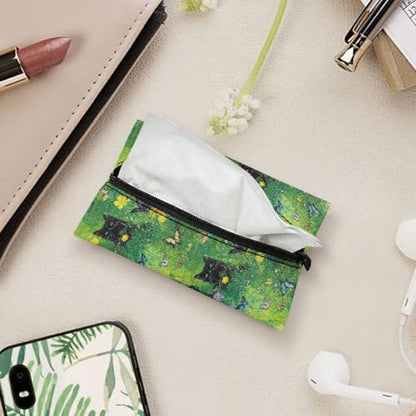Car Tissue Bags, Travel Tissue Bags Mini Daily Items Organizer Pouch Car Tissues Packs Lightweight Items Easy to Carry Black Cat Print - color: Black Cat Print