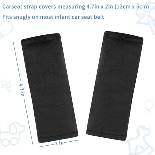 SWESEN Baby Car Seat Belt Covers for Boys and Girls, Carseat Shoulder Padding, Soft Car Seat Neck Cover, Mink Car Seat Straps Shoulder Pads, Solid Colour Stroller Strap Cover for Baby Kids, Black - color: Black