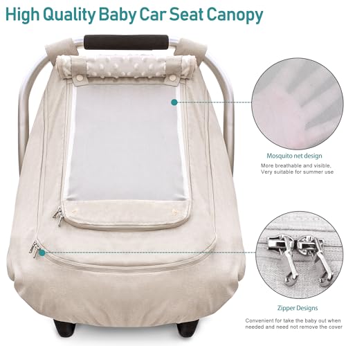 Waterproof Baby Car Seat Cover，YVMVDV Patented Cold Weather Carseat Cover for Babies,Infant Car Seat Cover Canopy for Boy Girls, Keeps Babies Warm and Cozy (Beige) - color: Thick-Beige