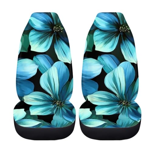 Pehede Car Seat Cover Beautiful Blue Flowers Front for Cars, Easy to Install Cover Set, Accessories Auto Trucks Van SUV,2 Packs - color: Multi01