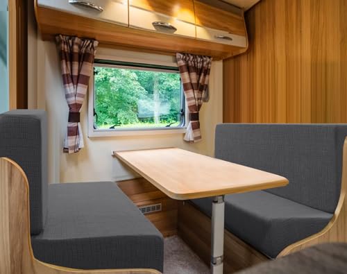 H.VERSAILTEX 100% Waterproof RV Dinette Cushion Covers Stretch Camper Seat Covers Replacement Cushion Covers Washable Seat Covers Jacquard Crizzle Pattern (1 Backrest & 1 Bench Cover, Grey) - color: Grey, size: 1 Set