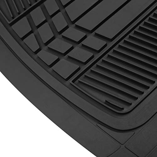 BDK Beige Heavy Duty Front & Rear Rubber Floor Mats Universal Liners for Car SUV Van & Truck, All Weather Protection with Anti-Slip Nibs, Fit Contours of Most Vehicles - color: 688-BG