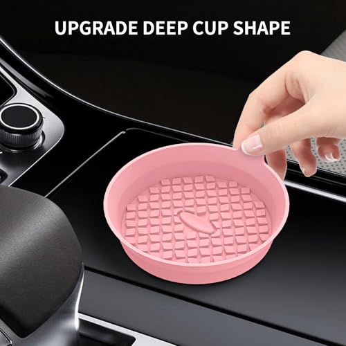 Car Cup Holder Coasters [4 Pack] Silicone Cups Mats, Automotive Universal Non-Slip Recessed Interior Accessories Pink - color: 4pack-pink
