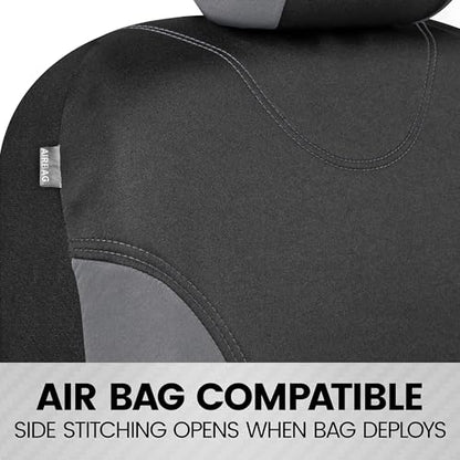 BDK UltraSleek Gray Seat Covers for Cars, Two-Tone Front Seat Covers with Matching Back Car Seat Cover, Made to Fit Most Auto Truck Van SUV, Interior Car Accessories, Car Seat Covers Full Set - Gray - color: Gray