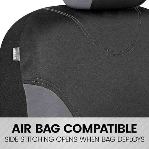 BDK UltraSleek Gray Seat Covers for Cars, Two-Tone Front Seat Covers with Matching Back Car Seat Cover, Made to Fit Most Auto Truck Van SUV, Interior Car Accessories, Car Seat Covers Full Set - Gray - color: Gray