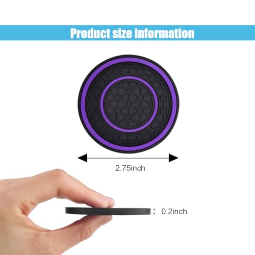 2PCS Car Cup Holder Coasters, 2.75 Inch Auto Non-Slip Anti Dust Cup Mats, Console Cup Holder Insert Coaster Auto Insulated Mats, Universal Interior Accessories for Most Cars (Purple) - color: Purple