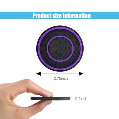 2PCS Car Cup Holder Coasters, 2.75 Inch Auto Non-Slip Anti Dust Cup Mats, Console Cup Holder Insert Coaster Auto Insulated Mats, Universal Interior Accessories for Most Cars (Purple) - color: Purple