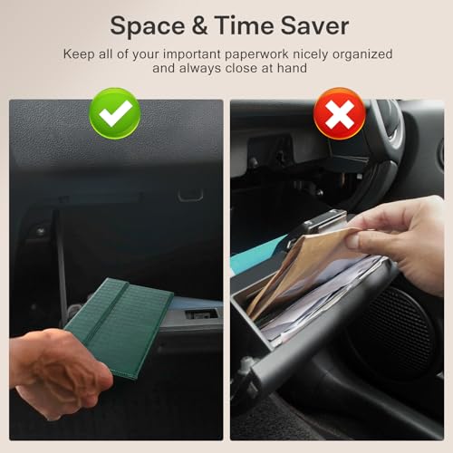 CoBak Leather Car Registration and Insurance Holder with Magnetic Compartment - Vehicle Glove Box Organizer for Driver License, Cards, Emergency Cash - Auto Truck Accessories Case, Dark Green - color: L-Dark Green