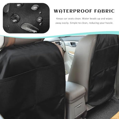 2 PCS Kick Mat Back Seat Protector, Waterproof Auto Seat Back Cover Protector with 2 Mesh Pockets, Anti-Mud Backseat Protective Cover Large Kick Mats for Car Truck SUV
