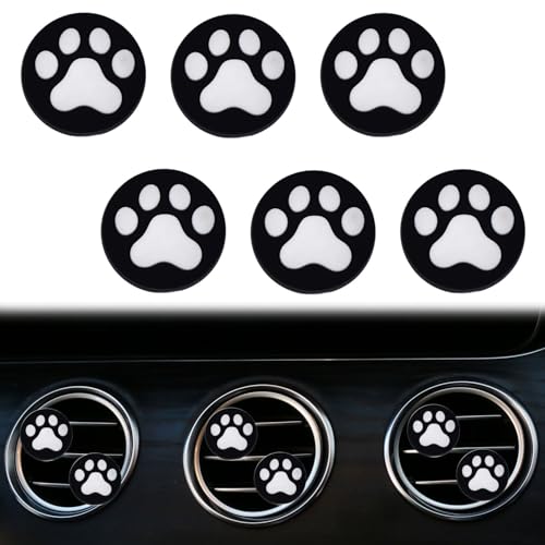 6 Pcs Black and White Dog Paws Air Vent Clips,Cute Dog paws Car Air Fresheners Vents Clips Diamond Vent Clip Car Interior Decor Charm Accessories Decoration for Women,Automotive Air Fresheners