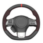 MEWANT Hand Stitched Steering Wheel Cover Wrap for Subaru WRX 2015-2021 / WRX STI 2015-2021 Steering Wheel Accessories - color: Perforated Black Alcantara with Red Layer&Leather