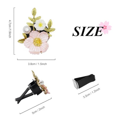 ORIESSE Flower Car Vent Clips 2pcs Pink Daisy Bouquets Flowers Air Freshener Girly Car Decorations Interior Aesthetics for Women Refillable Car Diffuser