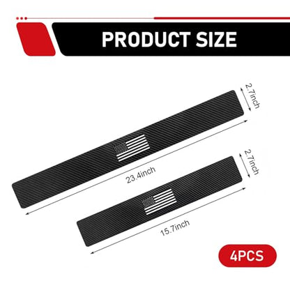 4 PCS Car Door Sill Protectors, American Flag Carbon Fiber Leather Decoration Strip, Waterproof Anti-scratch Guard with Self-adhesive, Universal for Front and Rear Door Entry (Black)