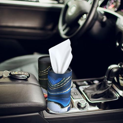 12 Pack Car Tissue Cylinder Holder Bulk with 3 Ply Facial Tissues, Round Napkin Holders for Car Cup Holder Cylinder Travel Paper Tubes Bulk Round Napkin Boxes Packs(Marble) - style: Marble