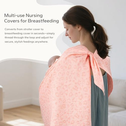 SERAPHY 2-in-1 Muslin Baby Car Seat Cover & Nursing Cover, Soft Lightweight Breastfeeding Cover for Boys and Girls,Breathable Canopy for Infant Carseat & Stroller for Summer—Love - color: love