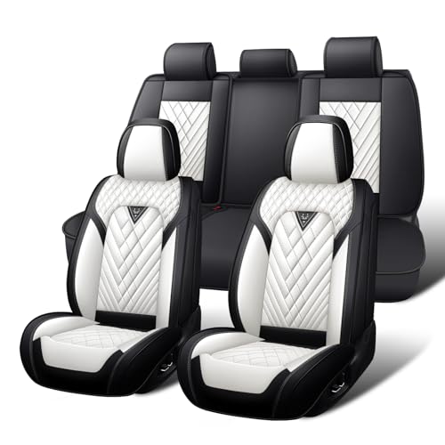 Car Seat Covers Full Set for KIA Sportage 2002-2026, Waterproof Nappa Leather Car Seat Cover, Full Coverage Car Seat Covers Sets(5 Seats/Black White)