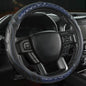 Black Seal Custom-Fit Steering Wheel Cover for Ford F-150, F-250, F-350, Expedition, 15.5–16", Anti-Slip PU Leather (Black+Blue) - color: Black+Blue