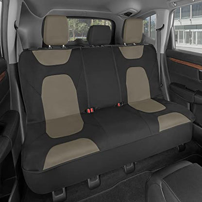 Motor Trend AquaShield Waterproof Beige Rear Split Bench Seat Covers for Trucks Rear Seat Cover Only - Black Car Seat Covers, Back Seat Cover Only - Durable Neoprene Spill Resistant for Kids & Dogs - color: a4-Black & Beige Bench
