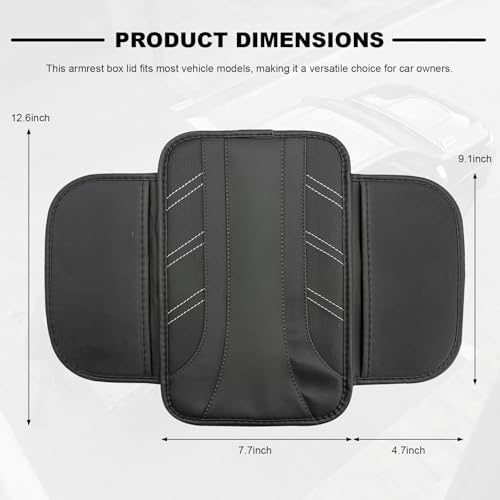 Car Center Console Cover, Leather Auto Arm Rest Protector Cushion with 2 Side Storage Bags, Universal Armrest Cushion Pad Middle Console Cover for SUVs Sedans Trucks (Black) - color: Black