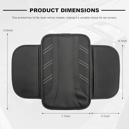 Car Center Console Cover, Leather Auto Arm Rest Protector Cushion with 2 Side Storage Bags, Universal Armrest Cushion Pad Middle Console Cover for SUVs Sedans Trucks (Black) - color: Black
