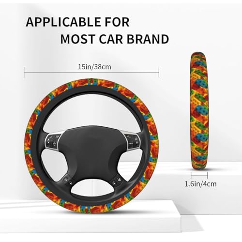 Building Blocks Steering Wheel Covers Non Slip Neoprene Universal 15 Inch Steering Wheel Protector Car Cover for Men Women - color: Building Blocks