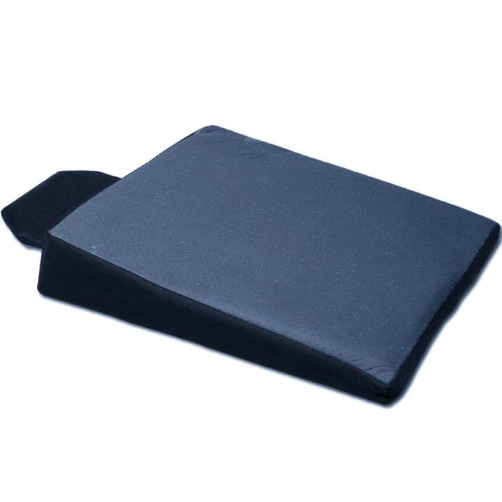 New Breathable Comfortable Ergonomic Wedge Car Seat Office Chair Back Lumbar Support Cushion (Dark Grey Syn Leather)
