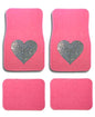 Universal Fit Front/Rear 4 Piece Full Set Heart Shiny Bling Sequins Design Studded Pink Carpet Car Truck Floor Mats (White Heart-Pink) - color: White Heart-Pink