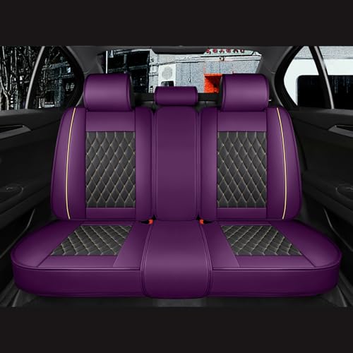 SanQing Car Seat Covers Full Set, Super Luxurious Heavy Universal Duty Waterproof Leather Automotive Vehicle Cover for Cars SUV Pick-up Truck, Non-Slip Seat Purple Car Accessories(Full Set/Purple)