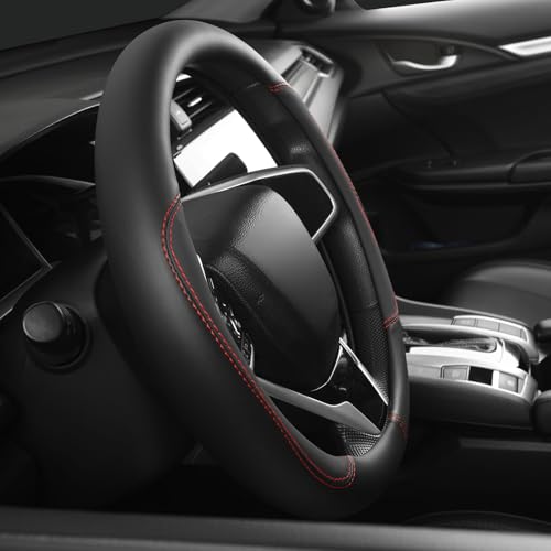 Car Steering Wheel Cover,Microfiber Leather Steering Wheel Cover Fit15.5-16 inch Large Size for F150 F250 F350 Ram Tacoma 4Runner Tundra Range Rover (Black) - color: Black, size: Large Size[15.5"-16"]