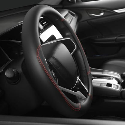 Car Steering Wheel Cover,Microfiber Leather Steering Wheel Cover Fit15.5-16 inch Large Size for F150 F250 F350 Ram Tacoma 4Runner Tundra Range Rover (Black) - color: Black, size: Large Size[15.5"-16"]